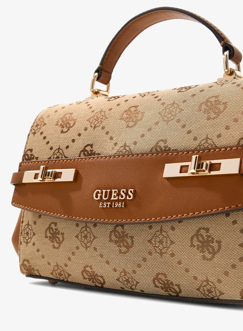 GUESS Melinda Logo Top Handle Flap Over Satchel - Image 3